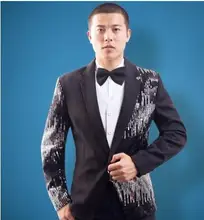 Sequins formal dress latest coat pant designs suit men blazer masculino slim fit dance marriage wedding suits for men’s black