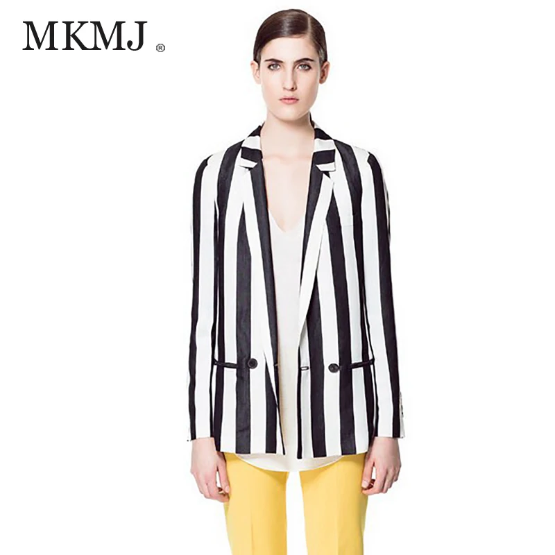 Popular Black and White Striped Blazer-Buy Cheap Black and