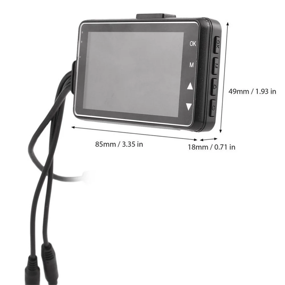 

Dual Camera 3 Inch LCD Screen Video Recorder Driving Recorder Motorcycle Night Vision Tachograph Full Clarity Durable Car DVR