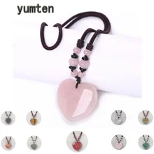 Натуральный розовый кристалл Нефритовая пара подвески мужские агатеб тигровый глаз камень подарки кулон женский с камнем на линии кушон ожерелье