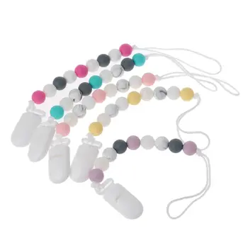 

Teether Pacifier Clip Marble Silicone Beads Baby Pacifier Holder Soother Chains