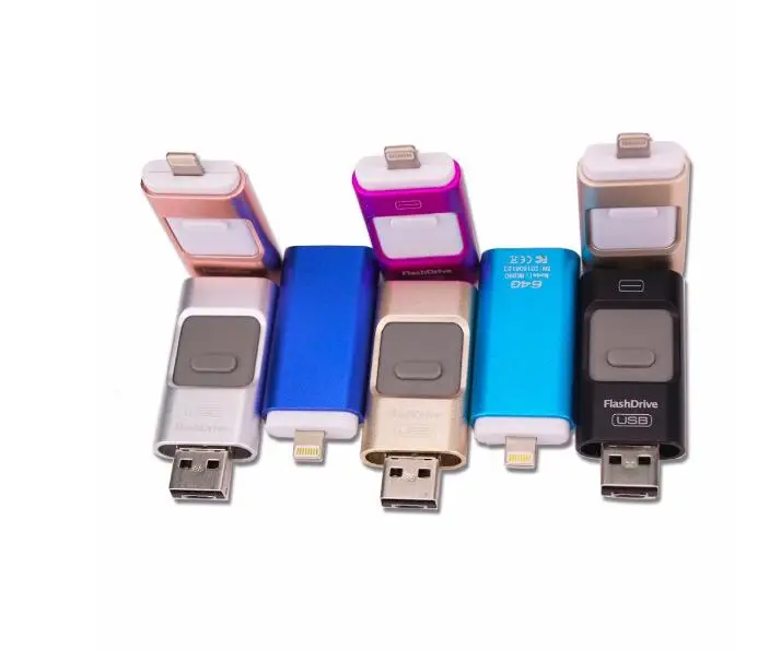Новый Флеш накопитель HD 3 в 1 USB флеш 16 ГБ 32 64 Гб 128 256 OTG для iphone X 7/7s/6/6s/plus Mirco otg ipad /