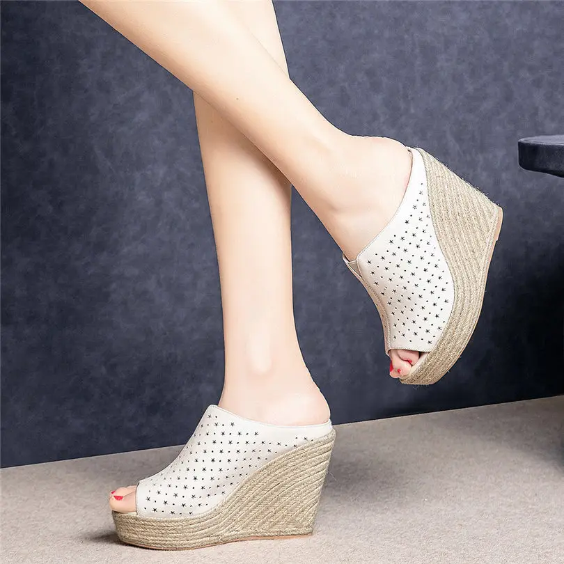 NAYIDUYUN Punk Slippers Women Cow Leather Wedges Platform Roman Gladiator Sandals Open Toe Party High Heel Pumps Casual Shoes NAYIDUYUN Punk Slippers Women Cow Leather Wedges Platform Roman Gladiator Sandals Open Toe Party High Heel Pumps Casual Shoes