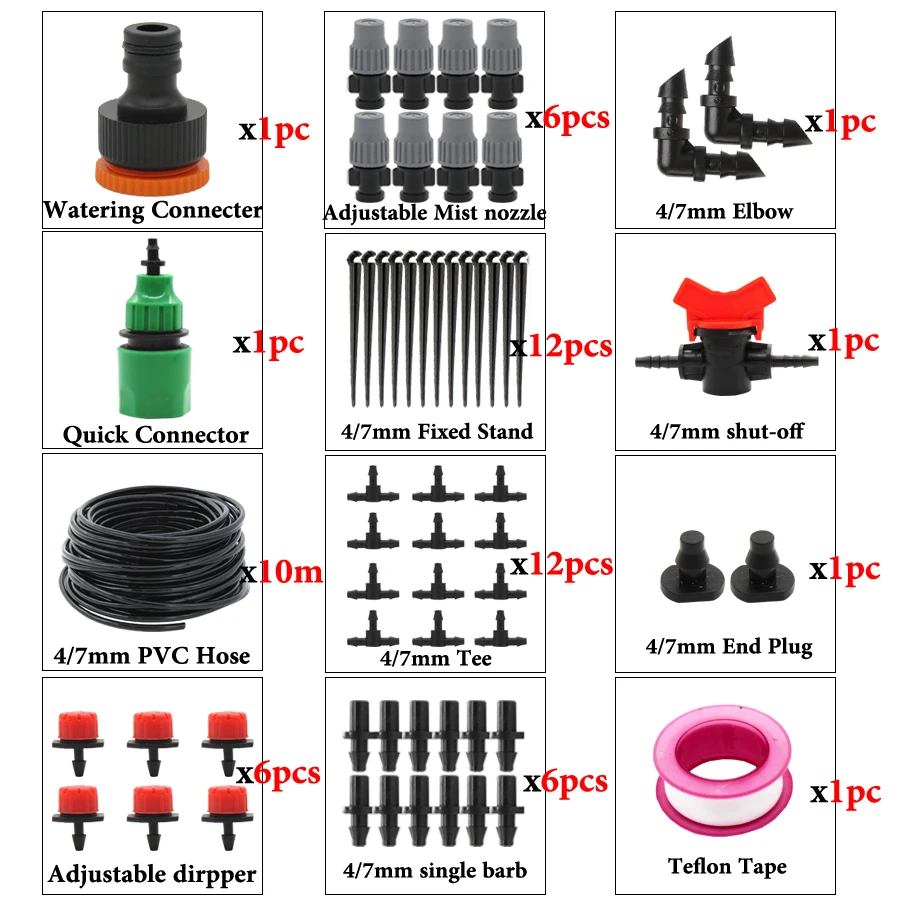 MUCIAKIE возможностью погружения на глубину до 30 м DIY Сад автоматический микро-спрей капельного орошения/4/7 мм шланг Системы комплект с регулируемой капельница завод садовый инструмент - Цвет: B x MJ029Q