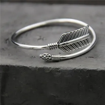 

C&R Real 925 Sterling Silver bracelet Personality bow and arrow bangles retro opening men and women Thai Silver Fine Jewelry