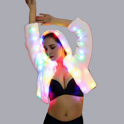 

Colorful LED Luminous Flash Casual Faux Fur Coat