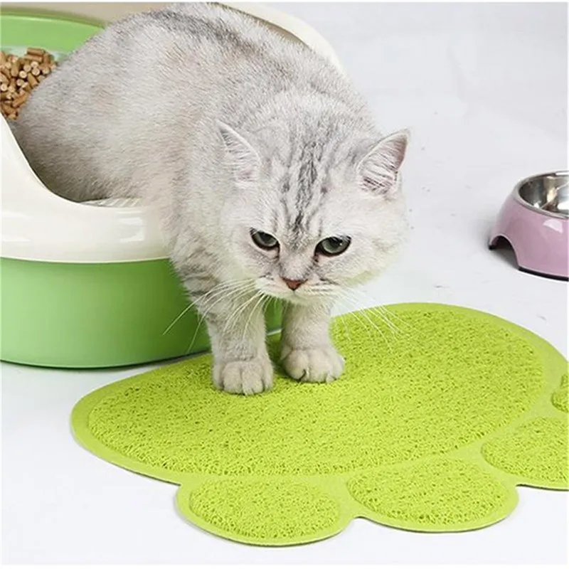 

Paw Print Cat Litter Mat Box Toilet Pad Puppy Kitty Dish Dinner Feeding Bowl Dog Sleeping Placemat Tray Tidy Easy Cleaning