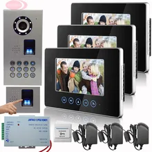 SUNFLOWERVDP Intercom For The House Electronic Doorkeeper Fingerprint/Code Unlock 7Inch Wired Video Door Phone Touch Button 1v3