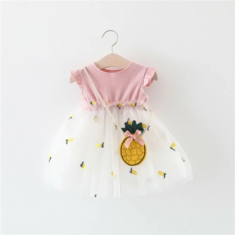 

2019 Newest Hot Newborn Infant Kids Baby Girls Toddler Pineapple Ruffle Tutu Dress Princess Party Dress Sundress +Pineapple Bag
