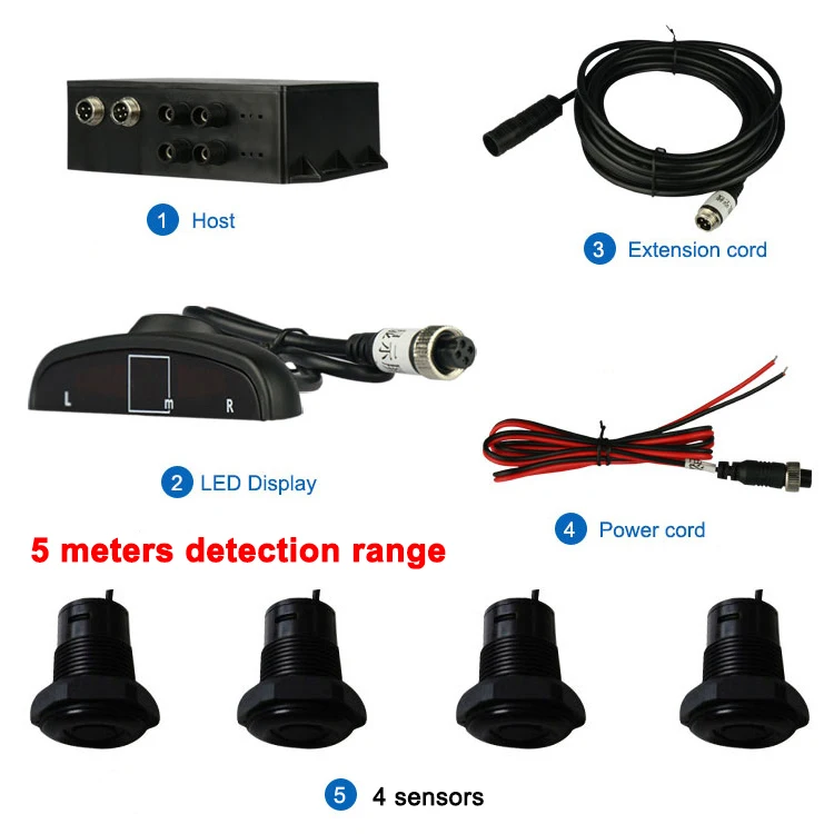 LED Звук Оговорку Радар Автомобиль расстояние Датчик Парковки Системы Для Грузовых Автомобилей 4 Датчики - Цвет: 5 meters Sensor C