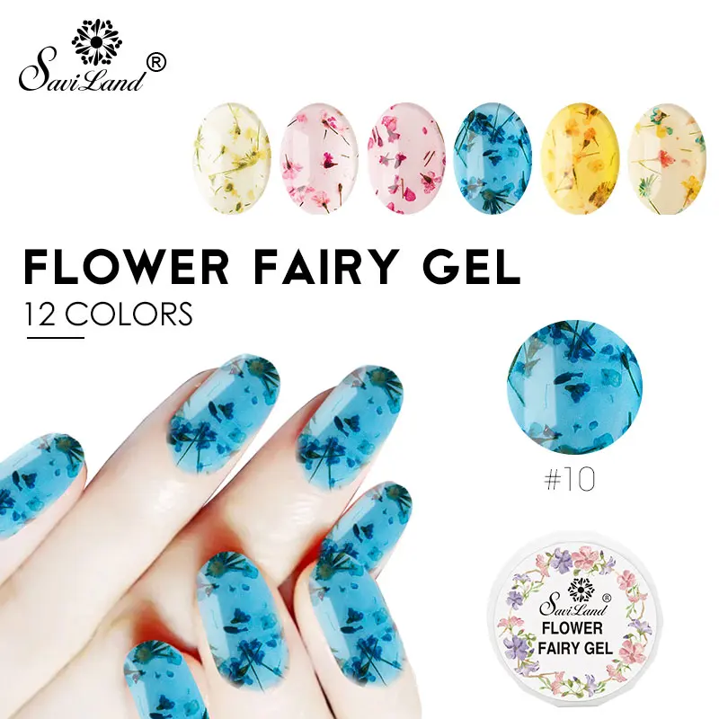 

Saviland 8ml Dried Flowers Nail Gel Vernish Fairy Decoration Nail Polish Nail Design Floral Manicure for Nails UV Gel Lacquer