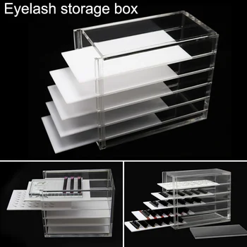 

5 Layers Clear Eyelash Storage Box Makeup Organizer False Eyelashes Glue Pallet Holders SSwell