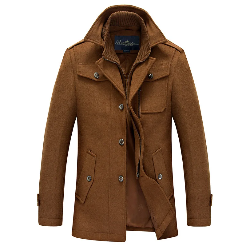 2020 Winter Men's Fashion Wool Coat Warm Thick Double Stand Collar Windbreaker Casual Outwear Overcoat Business Parka Male Black 2020 Winter Men's Fashion Wool Coat Warm Thick Double Stand Collar Windbreaker Casual Outwear Overcoat Business Parka Male Black