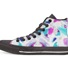 Фиолетовый всплеск Повседневная Высокая холщовая Обувь Кеды легкие ботинки для ходьбы