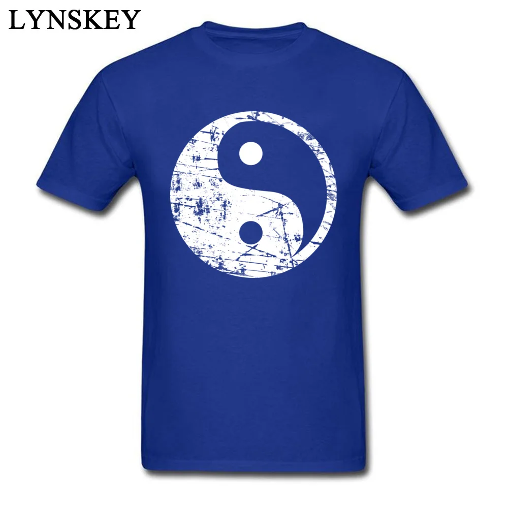 100% Cotton Tops Shirts Yin Yang Grunge - White for Men Casual T Shirts Custom Family O Neck Short Sleeve Tee Shirts Yin Yang Grunge - White blue