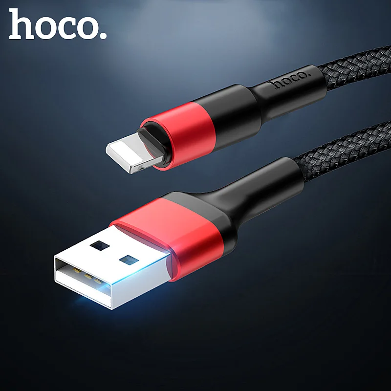 HOCO прочный нейлоновый Плетеный USB кабель для iPhone 6 6s 7 8 Классический usb кабель для зарядки и передачи данных для iPhone X Xr Xs Max шнур зарядного устройства