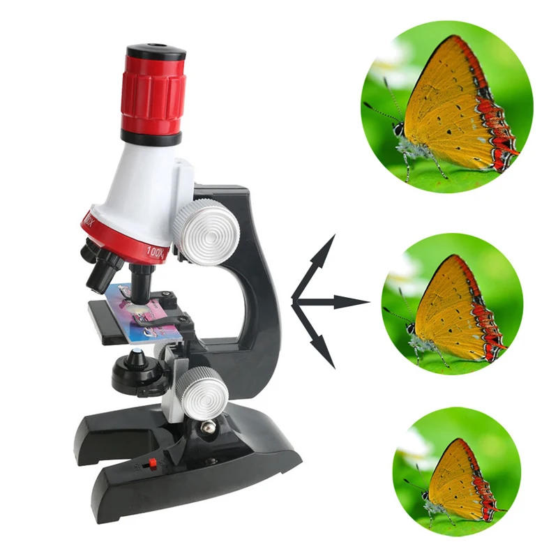 M89CNew Дети образования микроскоп комплект научной школы увеличительное Набор инструментов с пинцет