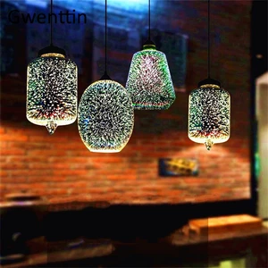 Image for 3D Illusion Mirror Glass Pendant Lights Vintage Lo 