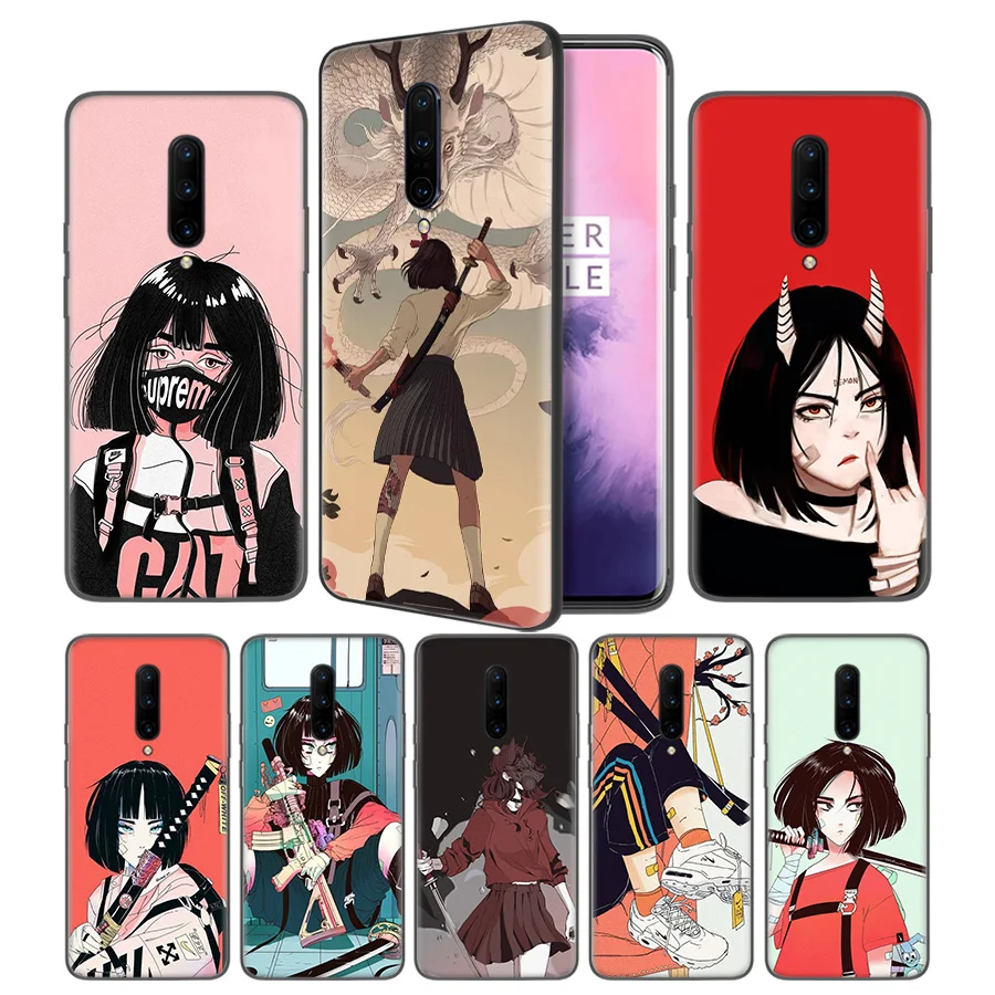 vinne art drawing Soft Black Silicone Case Cover for font b OnePlus b font 6 6T
