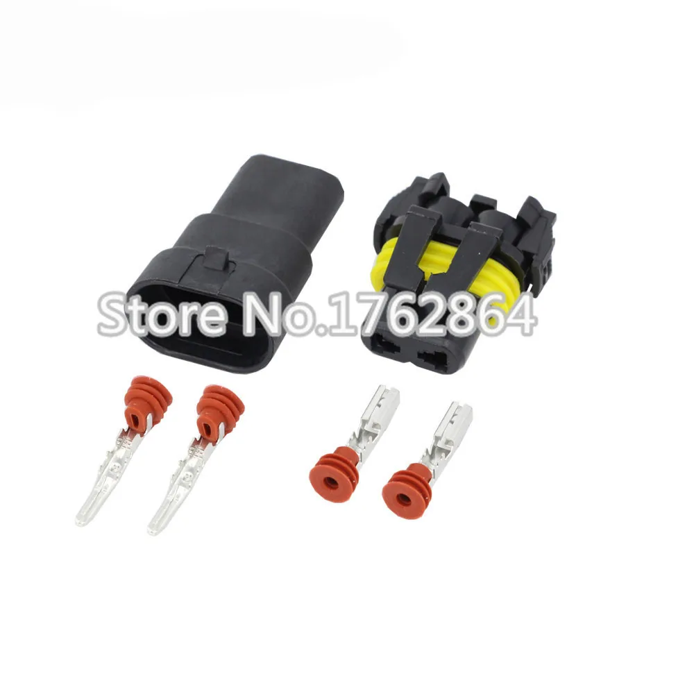 

10 Set 2 Pin Female Male DJ9005 Auto Waterproof AC Power Wiring Harness Connector HID Cable Plug