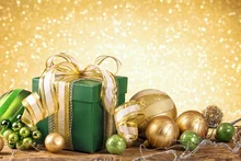 Laeacco Christmas Wooden Board Gifts Balls Light Bokeh Photography Background Customized Photographic Backdrop For Photo Studio