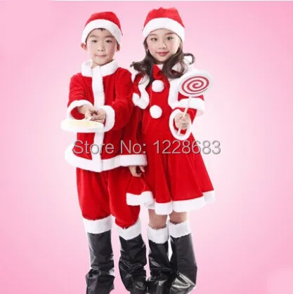 

Free Shipping Fantasia Gilrs Boys Children Natal Christmas Clothes Christmas Costumes For Kids