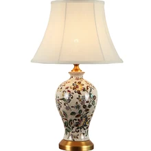 Новая классическая ручная роспись Китайская керамическая ткань Led E27 настольная лампа для гостиной Кабинета спальни прикроватная H 53 см 80-265 в 1268