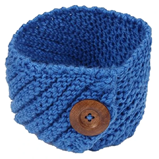 Идеальный подарок диагональные полосы с кнопкой ткачество удобные расширяемый ткани шерсть Вязание повязка на голову - Цвет: blue