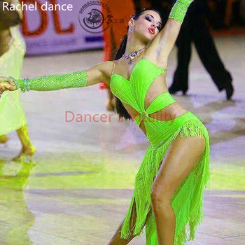 

Elegant Latin Dance Dress Women Girls Harness Back Openning Salsa Samba Tango Ballroom Competition Stage Latin Dance Costume
