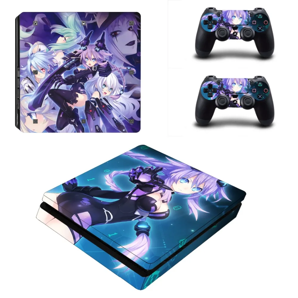 

Hyperdimension Neptunia Vinyl For PS4 Slim Sticker For Sony Playstation 4 Slim Console+2 controller Skin Sticker For PS4 S Skin