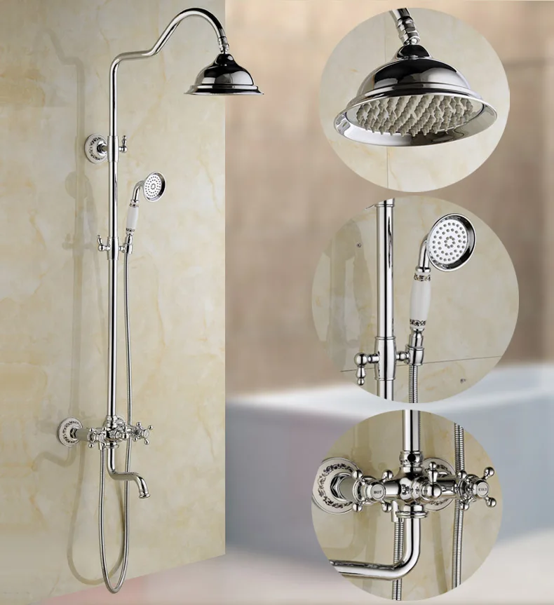 Xogolo Dual Knobs Mixer Shower Set 8" Rain Showerhead, coming with Hand Spray, Polished Chrome