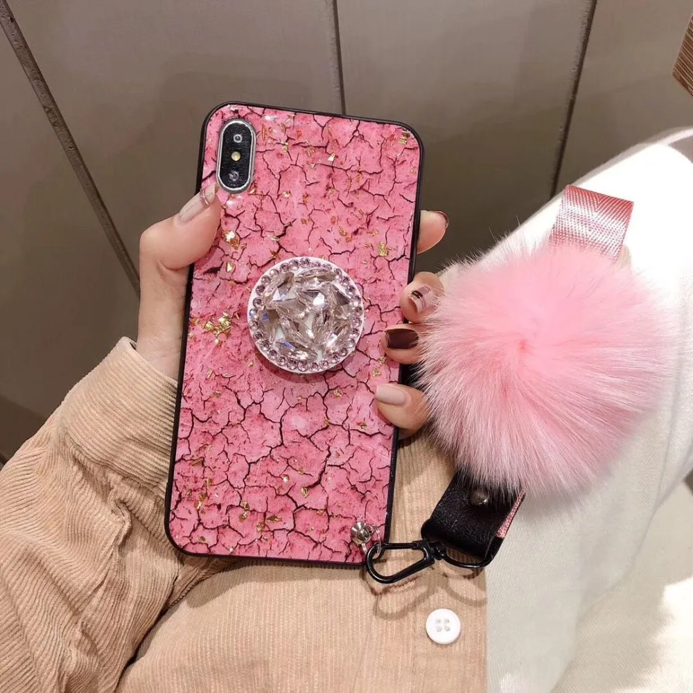 ORYKSZ роскошный блестящий плюшевый Ручной Чехол для iPhone XS MAX XR X чехлы телефонов 7 8 6