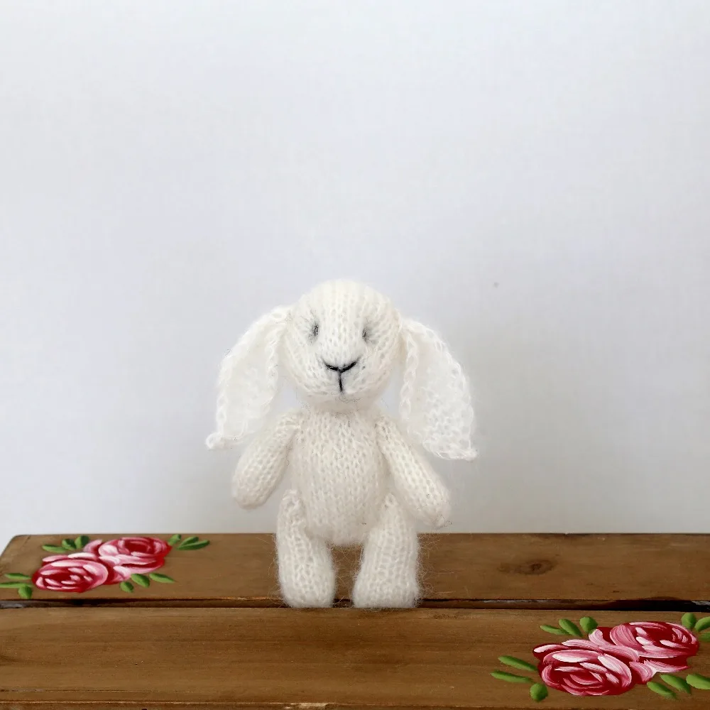 Newborn Bunny Photo Prop Knit Teddy Photography Crochet Rabbit Baby Toy |