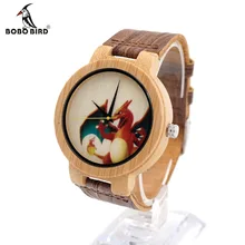 BOBO BIRD E10 Mens Peking Opera Colorful Faces Design Brand Luxury Wooden Bamboo Watches With Real