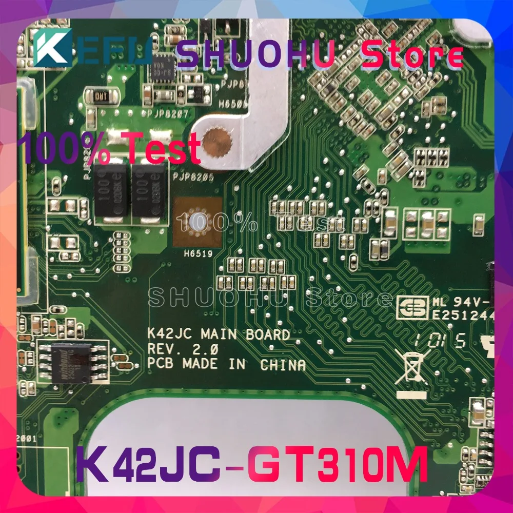 Материнская плата KEFU K42JC для ноутбука ASUS X42J A42J K42J A40J GT310M HM55 протестированная на 100%