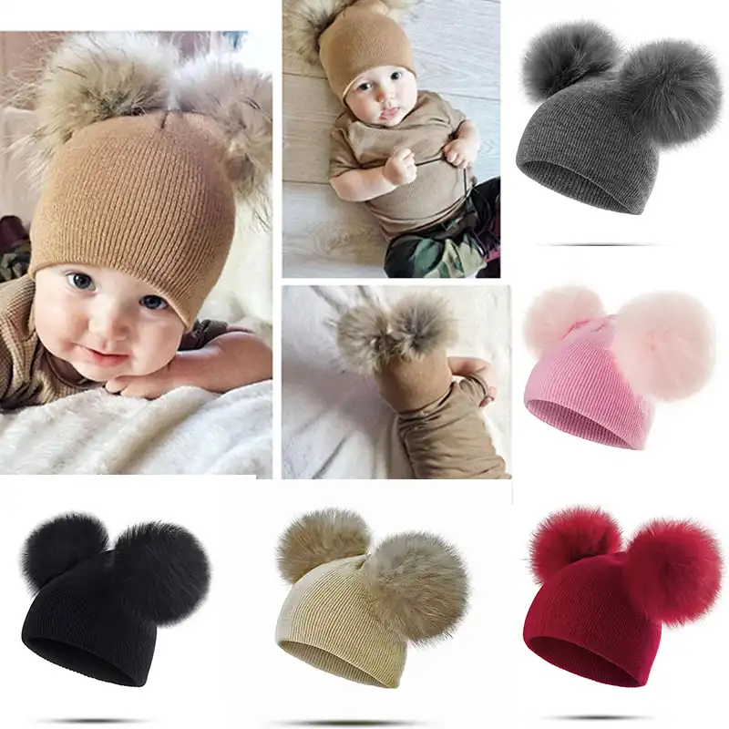 baby beanies with pom poms