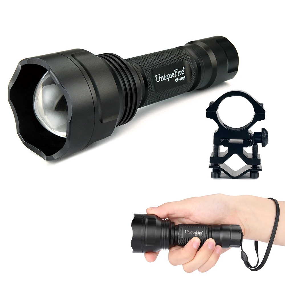 

UniqueFire IR Hunting Flashlight UF1505 IR850nm Led Night Vision T38 Zoom 3 Modes Torch +QQ07 Scope Mountt