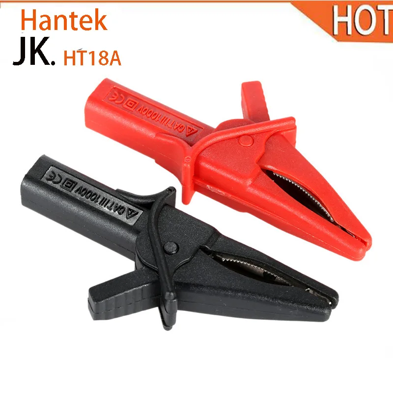 

Hantek 2pcs HT18A Crocodile Clips Fitting of DSO3064 Large Dolphin Gator Clip for Oscilloscope Red+Black Oscilloscope Accessory