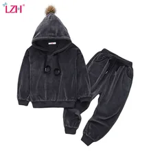 LZH Children Clothing 2017 Autumn Winter Boys Clothes Velvet font b Hoodies b font Pant 2pcs