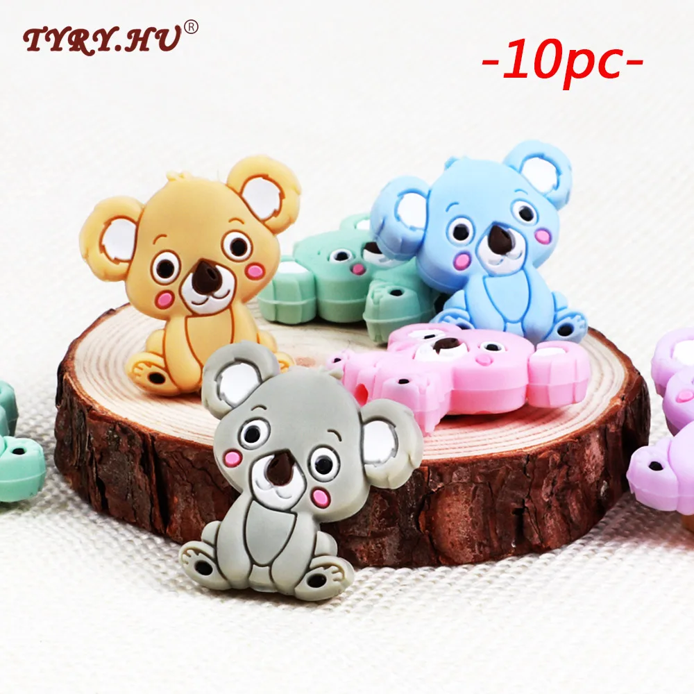 

TYRY.HU 10pc Silicone Beads Lovely Koala Shaped Baby chewable Teething Beads Nursing Accessories Necklace DIY Safe Toys BPA Free