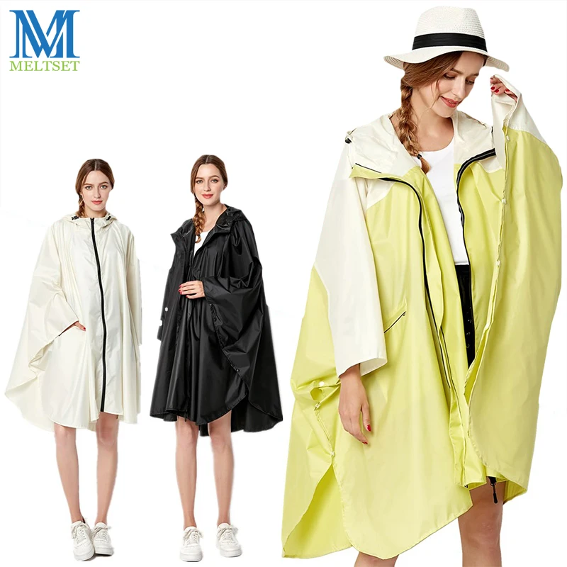 

Meltset Japanese Waterproof EVA Women Raincoat With Hood Jacket Rain Coat Windbreaker Hooded Poncho Outdoor Rainwear Tools