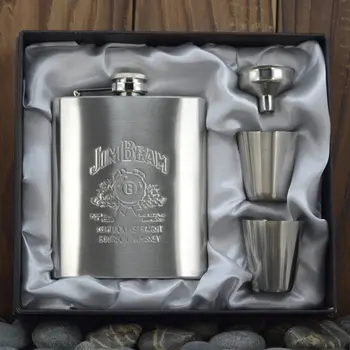 

7oz Hip Flask Metal Emboss Portable Stainless Steel Flagon Bottle Gift Box Pocket Flask,Russian Whiskey Flask316
