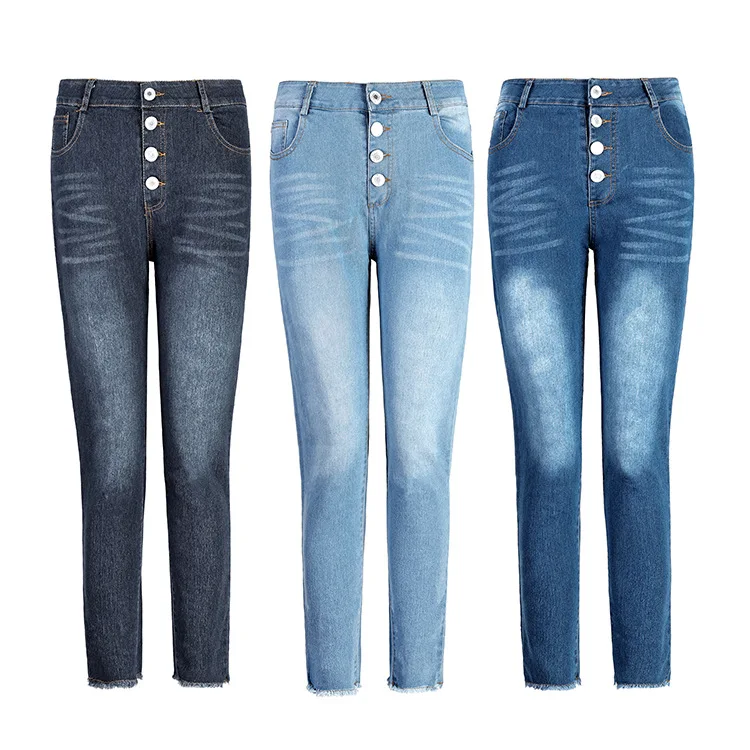 Модные офисные женские джинсовые брюки тонкие женские винтажные однотонные джинсы с высокой талией узкие брюки-карандаш