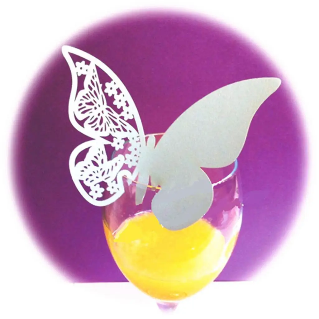 

High Quality 10Pcs Fashion Multi-Usage Butterfly Place Escort Wine Glass Paper Card Wedding Party Bar Decor