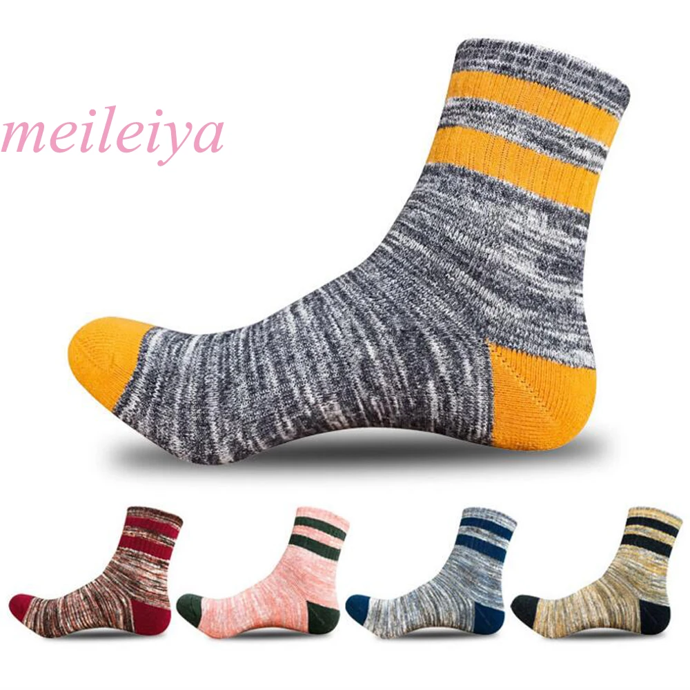 

MEILEIYA 5 pairs/ Bag High Quality Men's Cotton Socks Autumn And Winter Products Men's Socks Pull Thick Thick Line Casual Socks