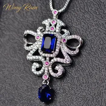 

Wong Rain Luxury 00% 925 Sterling Silver 5 * 7 MM Citrine Gemstone Engagement Wedding Party Necklace Pendant Women Wholesale