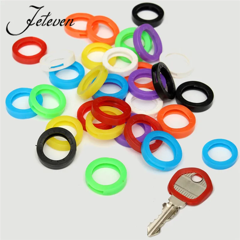 

32pcs/pack Mixed color Hollow Rubber Key Covers Multi Color Round Soft Silicone Keys Locks Cap Elastic Topper Keyring Case