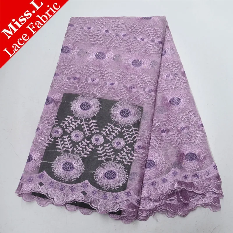 

Purple color African Mesh lace French Net lace fabrics Embroidery with Stones 5 yards high quality African fashions for Women