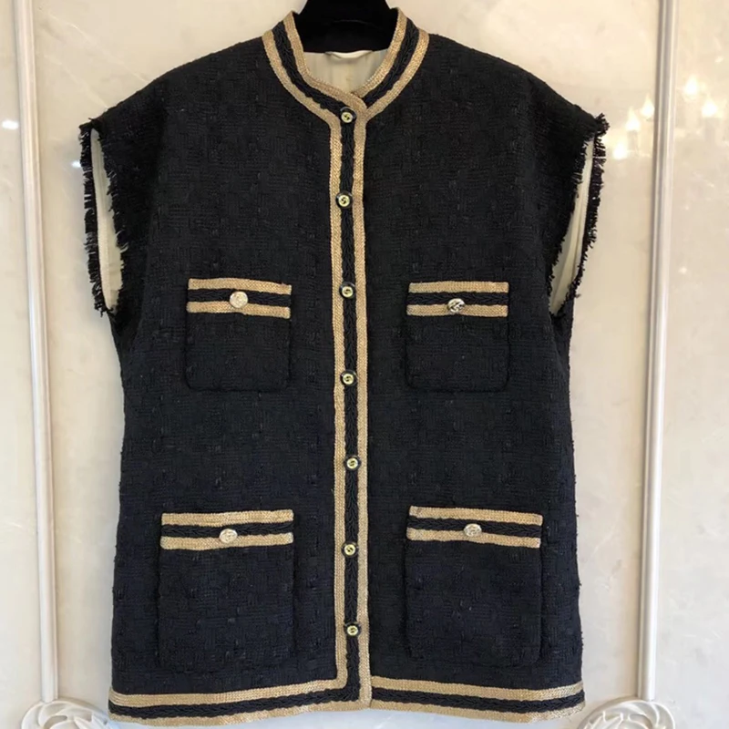 

Designer Jackets Women black Jacket Fashion Overcoats Sleeveless Cardigan Suit Outfits Clothes Jacket Coat Outwear 2019