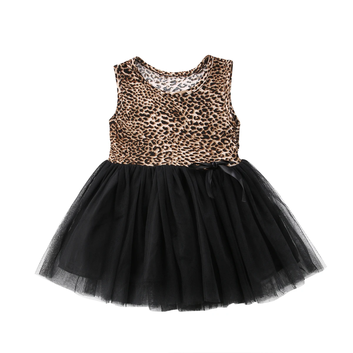 

New Arrivel Leopard Brown Lace Sleeveless Baby Girls Clothes Sundress